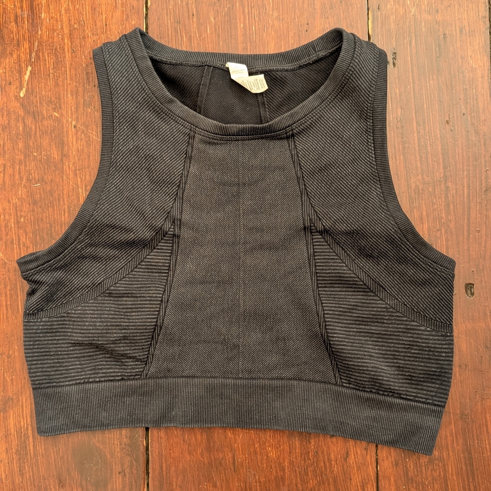 Aerie Black Fitted Sleeveless Workout Bra/ Tank Top